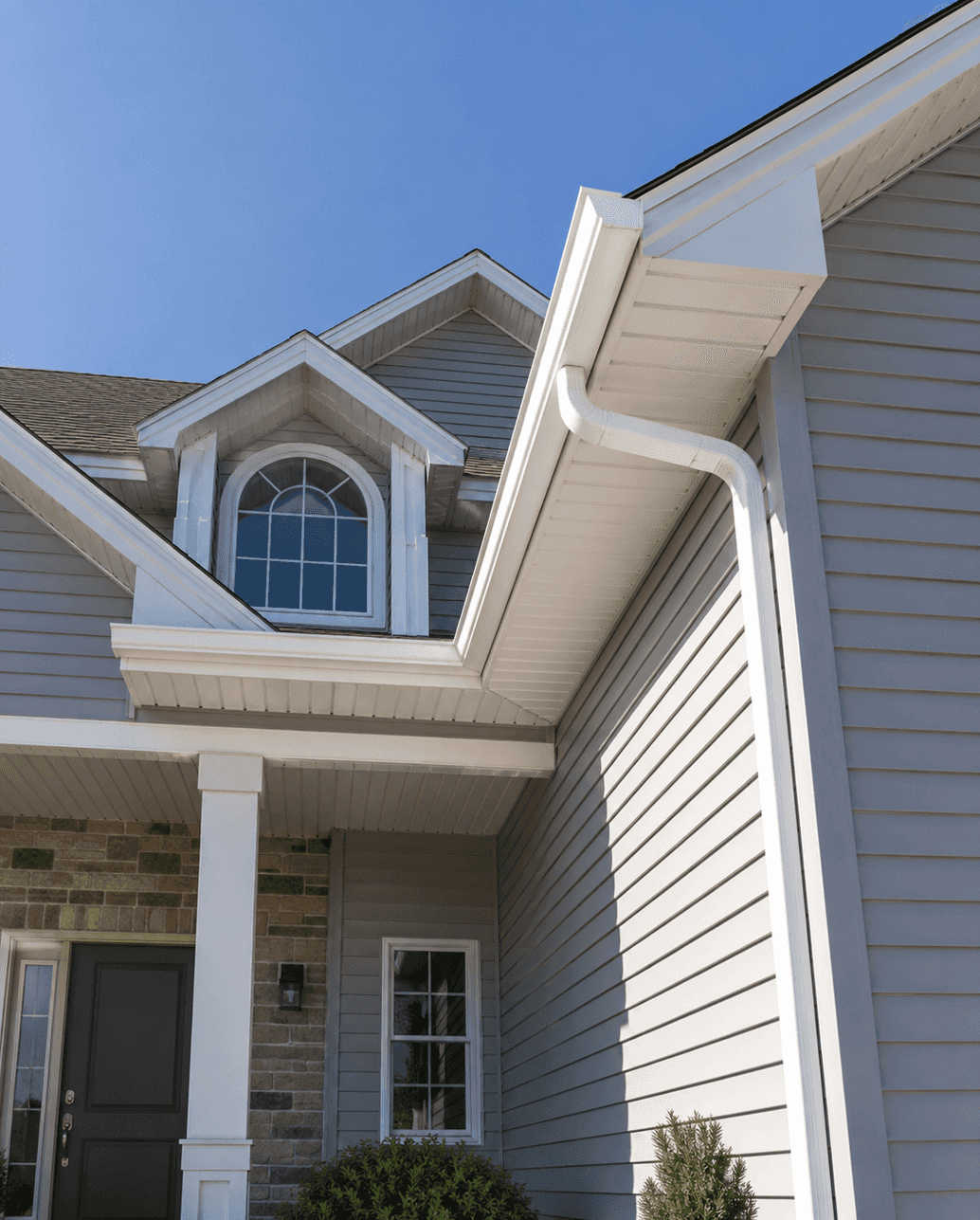 Installed gutter and downspout system