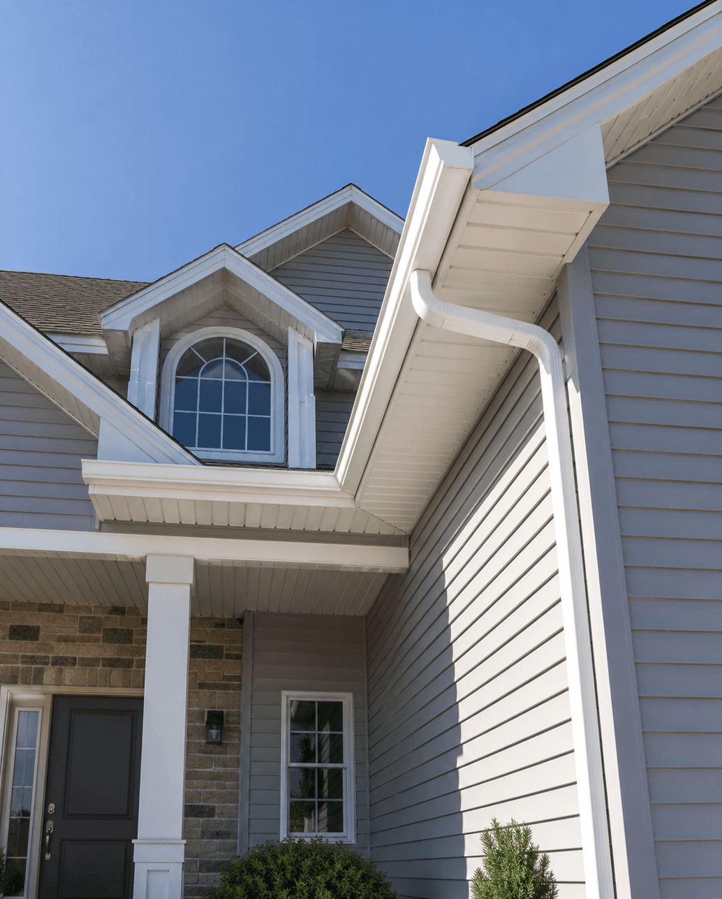 Installed gutter and downspout system