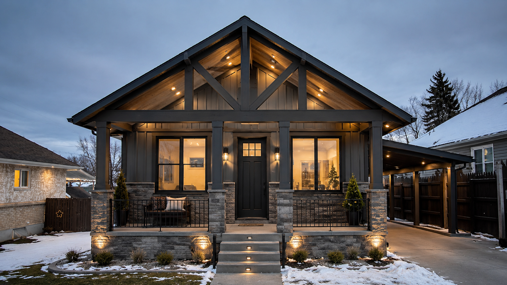 A finished home exterior with a new roof