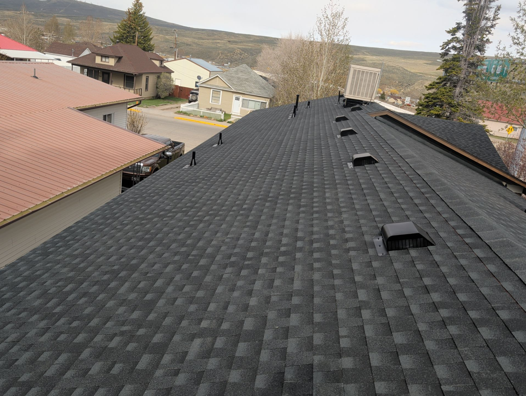 Asphalt shingle roofing on a Wyoming home