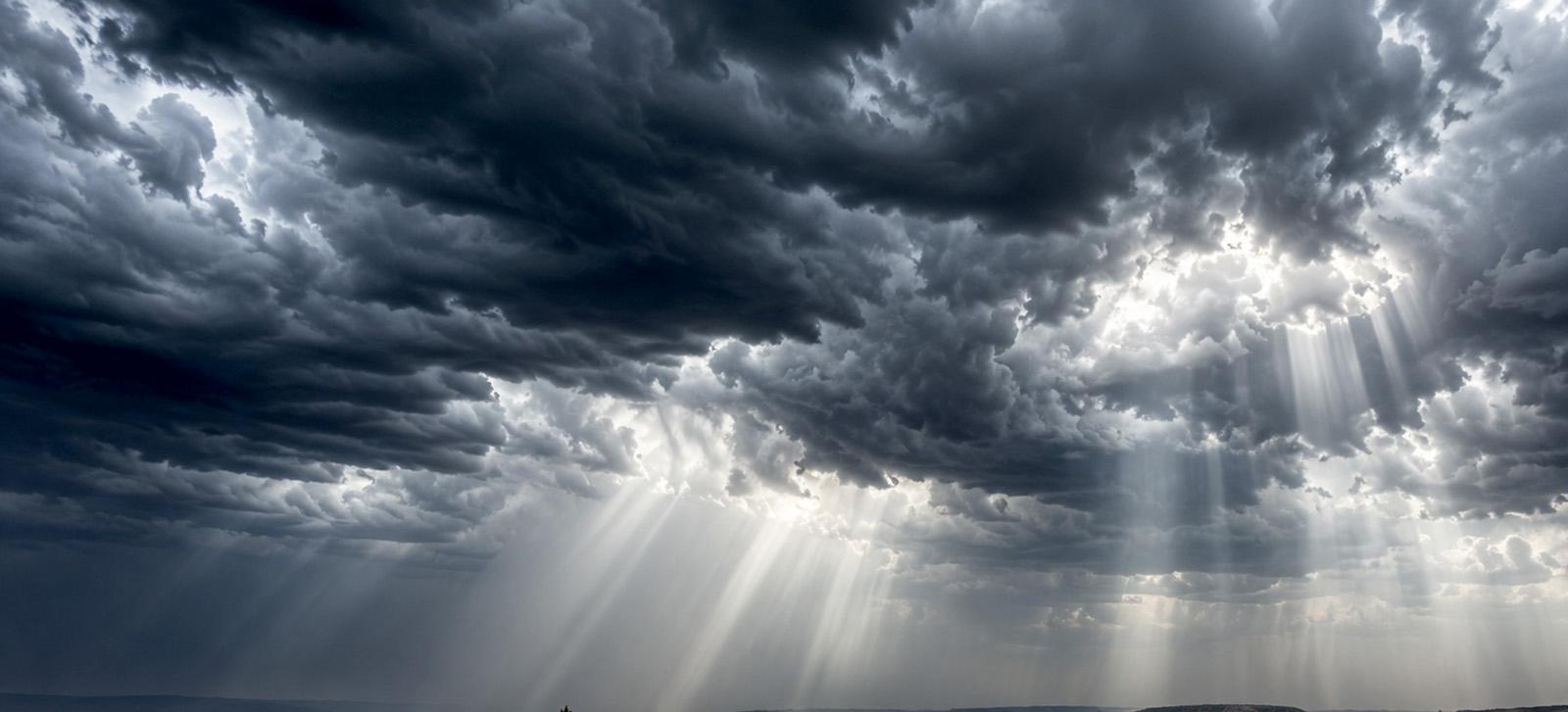 Dark storm clouds over a Wyoming landscape